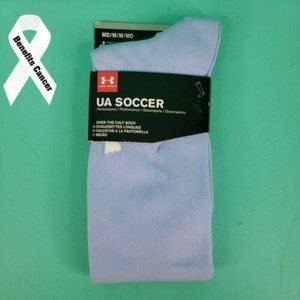Under Armor UA Long Over Calf Soccer Socks Light Blue Medium Adult